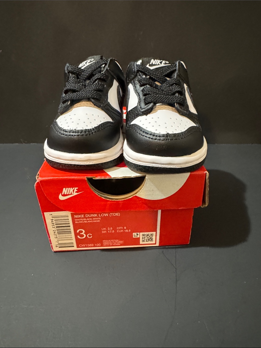 Nike Kids Black and White Dunk Low Sneakers